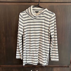 Talbots Candy Stripe Velour Cowlneck Pullover Small